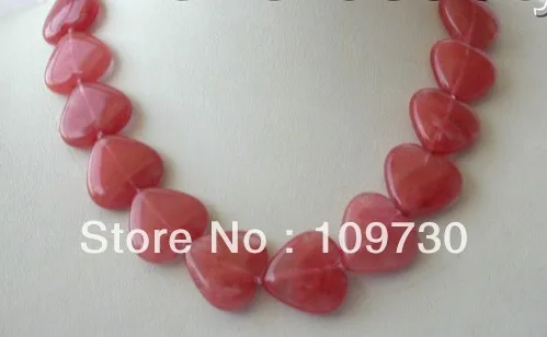 

Jewelry 0012349 stunning big 20mm baroque heart pink crude crystal necklace