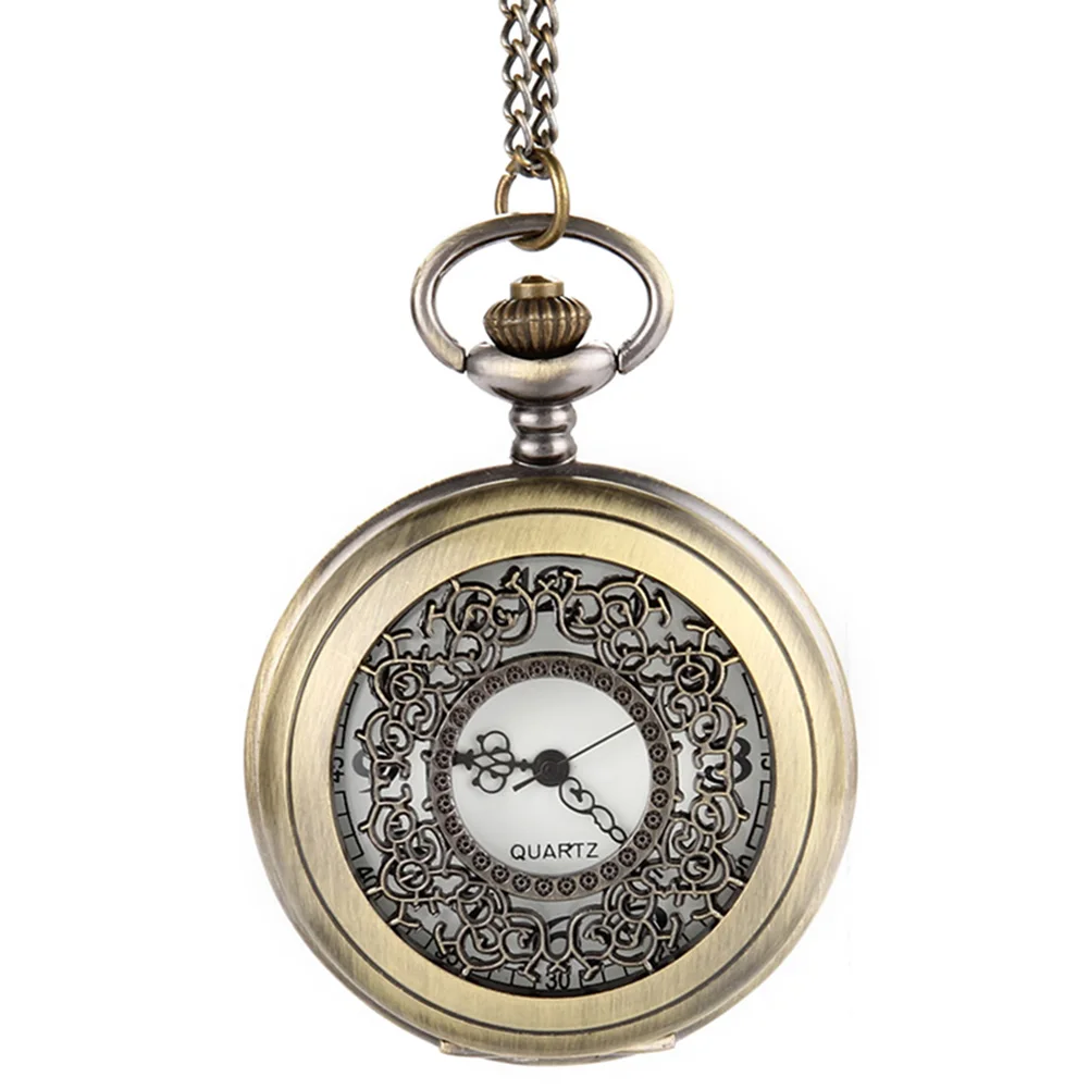 

Vintage Steampunk Hollow Flower Bird Pattern Chain Necklace Pendant Quartz Watch Clock Fob Pocket Watches Gifts for Women JL