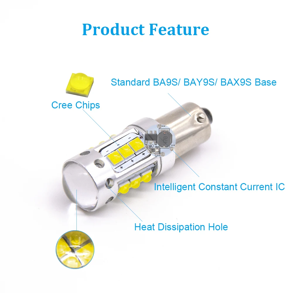 Светодиодные боковые поворотники BA9S BAX9S BYX9S canbus T4W H6W H21W 10 SMD без ошибок фонари