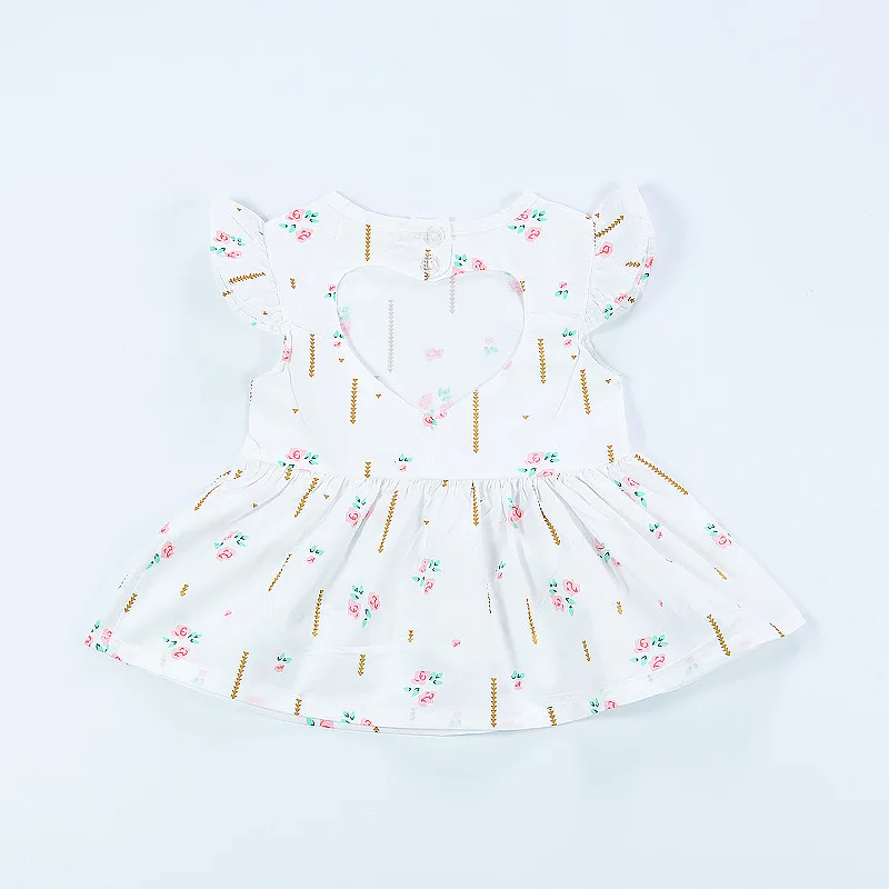 Mother nest 2018 Summer Newborn Baby Love Hollow Dress Flying Sleeves Girl Clothes Birthday Princess Party Dresses for Children (7)