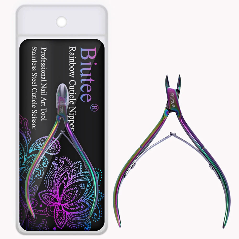 

Biutee Rainbow Nail Cuticle Cutter Nipper Clipper Finger & Toe Dead Skin Cuticle Scissor Remover Manicure Nail Art Tool