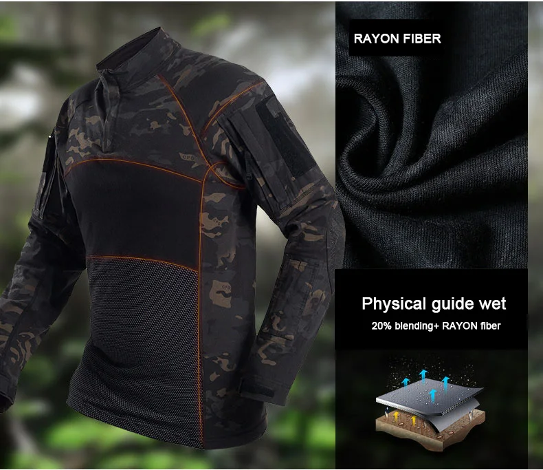 Military Mens Camouflage Tactical T Shirt Long Sleeve Brand Cotton Breathable Combat Frog shirt Men Training Shirts S-3XL AF112