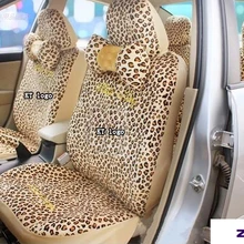 18 шт./компл. для рисунок «Hello Kitty», с рисунком «леопард» Авто сиденья с леопардовым принтом с плюшевой подкладкой, для всех автомобилей универсальное автокресло Z2ED007