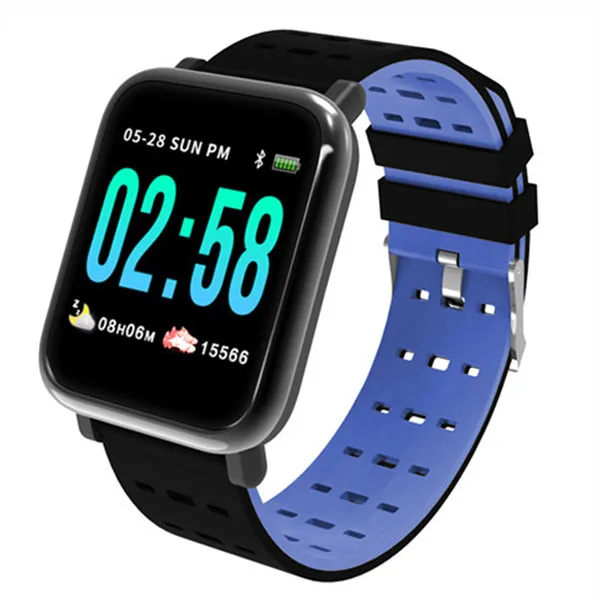 Longet A6, умный Браслет, кровяное давление, фитнес-трекер, часы, водонепроницаемые, пульсометр, смарт-браслет, Новые смарт-часы для спорта - Цвет: Blue