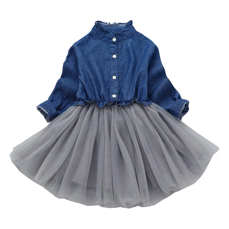 Детская одежда для девочек детские джинсы Сетчатое бальное платье-пачка для девочек, новинка года, весенние платья принцессы с длинными рукавами 40