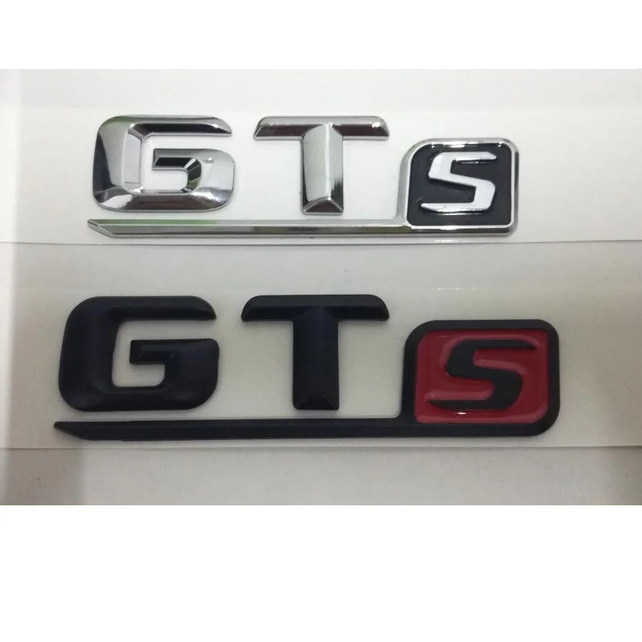 

For Mercedes Benz AMG Chrome Black Red Letters GTS Words GT S Car Trunk Lids Lip Front Badge Emblem Emblems Badges Sticker Decal