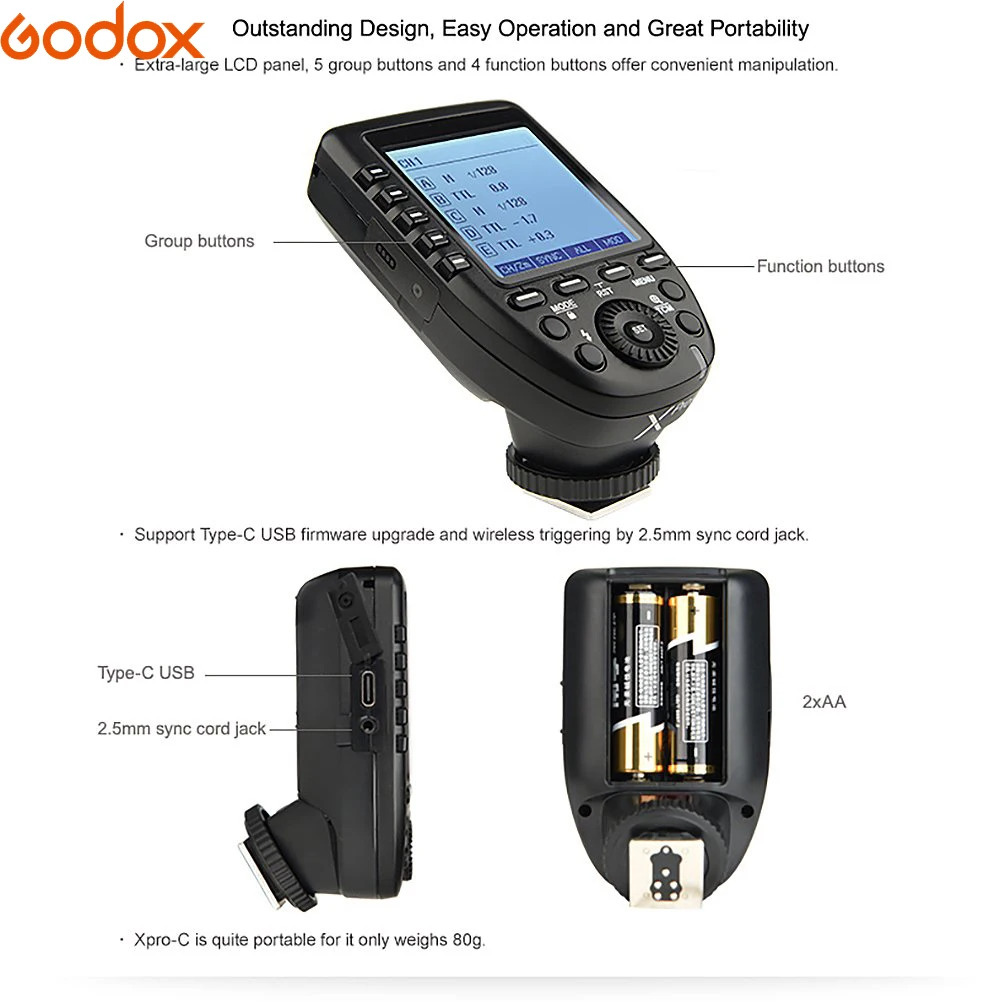  Godox Xpro Series Flash Trigger Transmitter Xpro-C/N/S/F/O for all Type Camera for Canon Nikon Sony