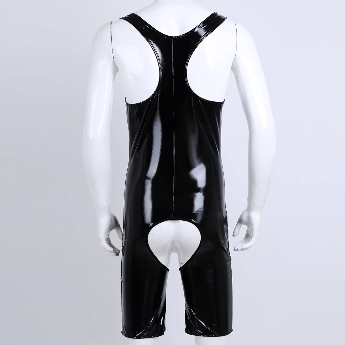 Mens Lingerie Latex Teddies Catsuit Gay Patent Leather Sexy Bodysuit Wetlook with Zipper Sissy Crotchless Cut Out Body Stocking,men bodysuit jumpsuit,men lingerie underwear