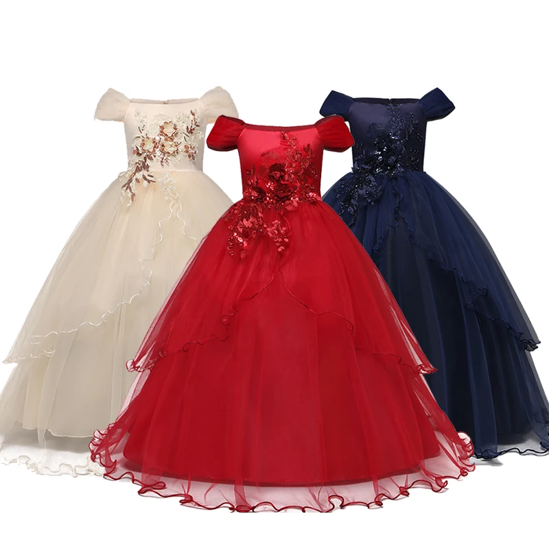 

12yrs New Baby Flower Tutu Princess Wedding Dress For Girl Elegant Birthday Party Girl Dress Baby Girl's Children Prom Clothes