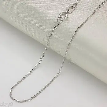 

Real 18K White Gold Necklace Women's O Shaped Chain Au750 1.5-2g - 18