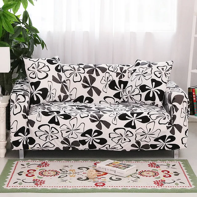 Black And White Universal Sofa Cover Printing Couch Fl Black And White Universal Sofa Cover Printing Couch Fl Covers Elastic Furniture Seat Slipcovers