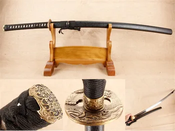 

sharp handmade espada katana afiade samurai japanese sword real katana fold Damascus steel Clay craft copper tsuba