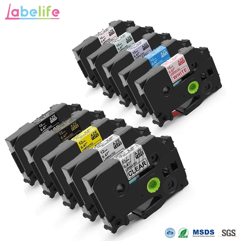 Labelife10Pack TZe131 TZe231 TZe631 TZe334 TZe 335 многоцветные ленты совместимые с Brother P touch этикетка