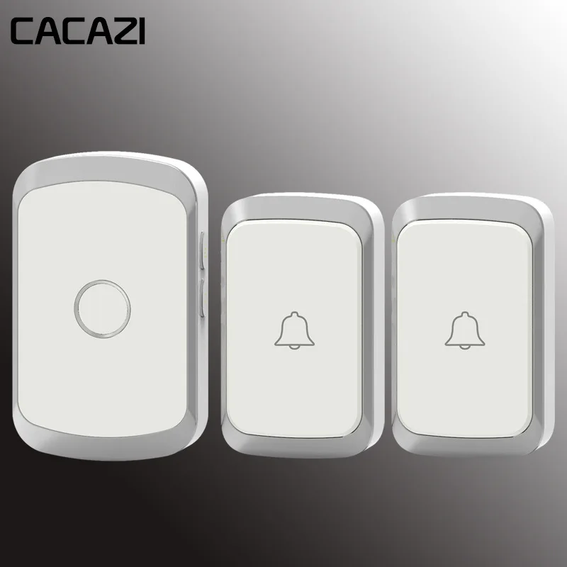 Cacazi, беспроводной дверной звонок Водонепроницаемый дверной звонок дом AC 110-220V кнопка 36 мелодия 4 Объем беспроводное кольцо 2 кнопки, 1 приемник - Цвет: silver2x1