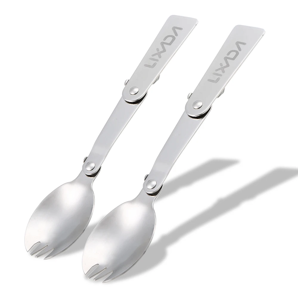 

Lixada Pack of 2 Outdoor Foldable Stainless Steel Spork for Camping Hiking Cooking Picnic Outdoor Tableware