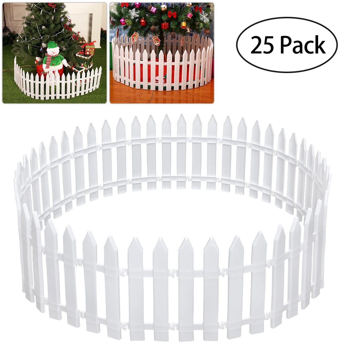 

25 Pcs White Plastic Fence Miniature Home Garden Christmas Xmas Tree Wedding Party Decoration