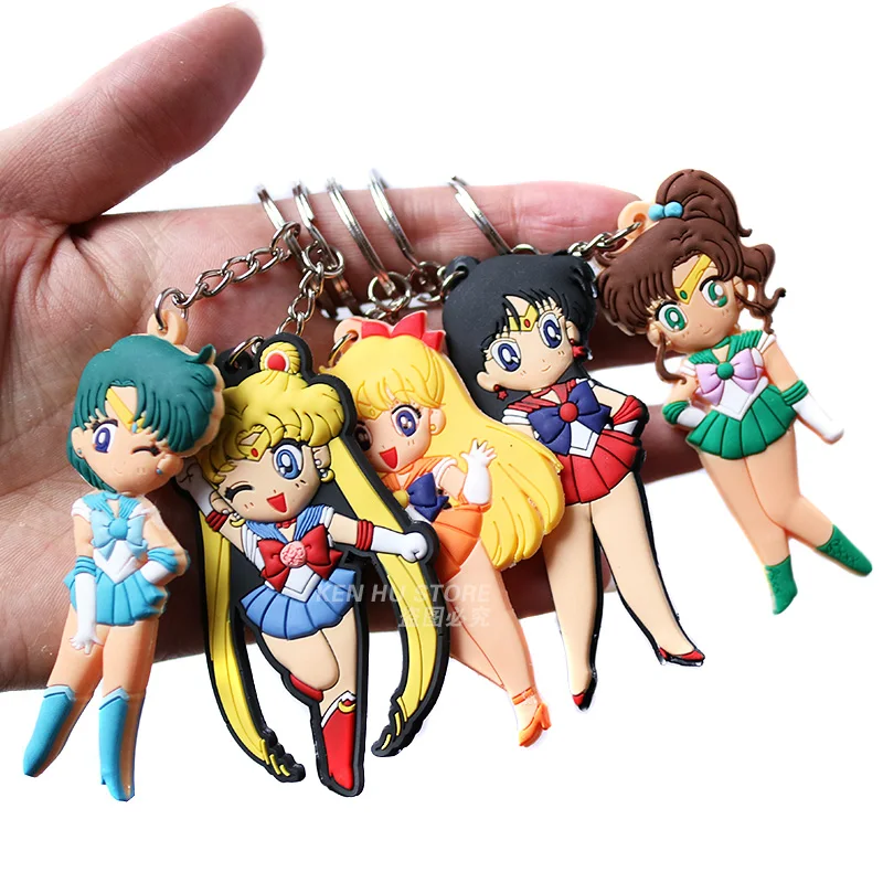 Faster shipping Sailor Moon anime cartoon Keychains action toy figures