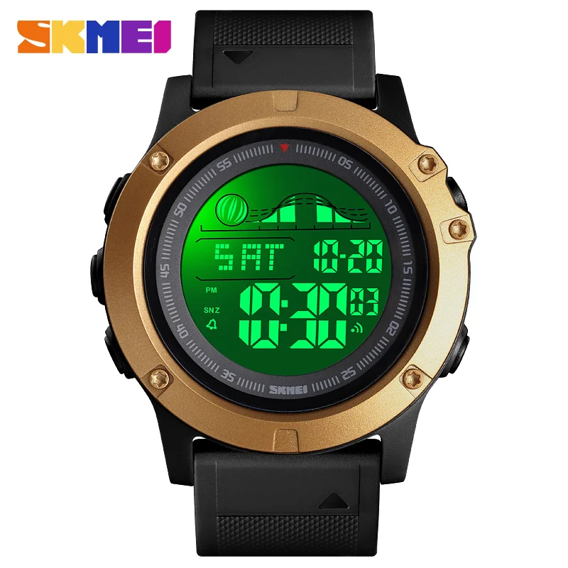 SKMEI Relogio Masculin 1476 мужские цифровые часы Военные Спортивные часы несколько часовых поясов хронограф водонепроницаемые мужские наручные часы - Цвет: Gold
