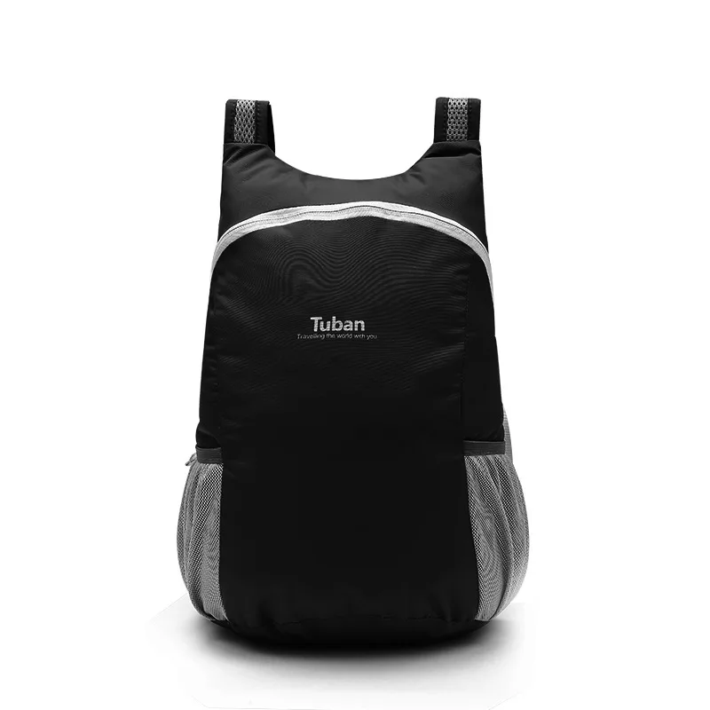 Легкий нейлоновый складной рюкзак Водонепроницаемый рюкзак складная сумка портативный мужской женский рюкзак для путешествий - Цвет: Черный