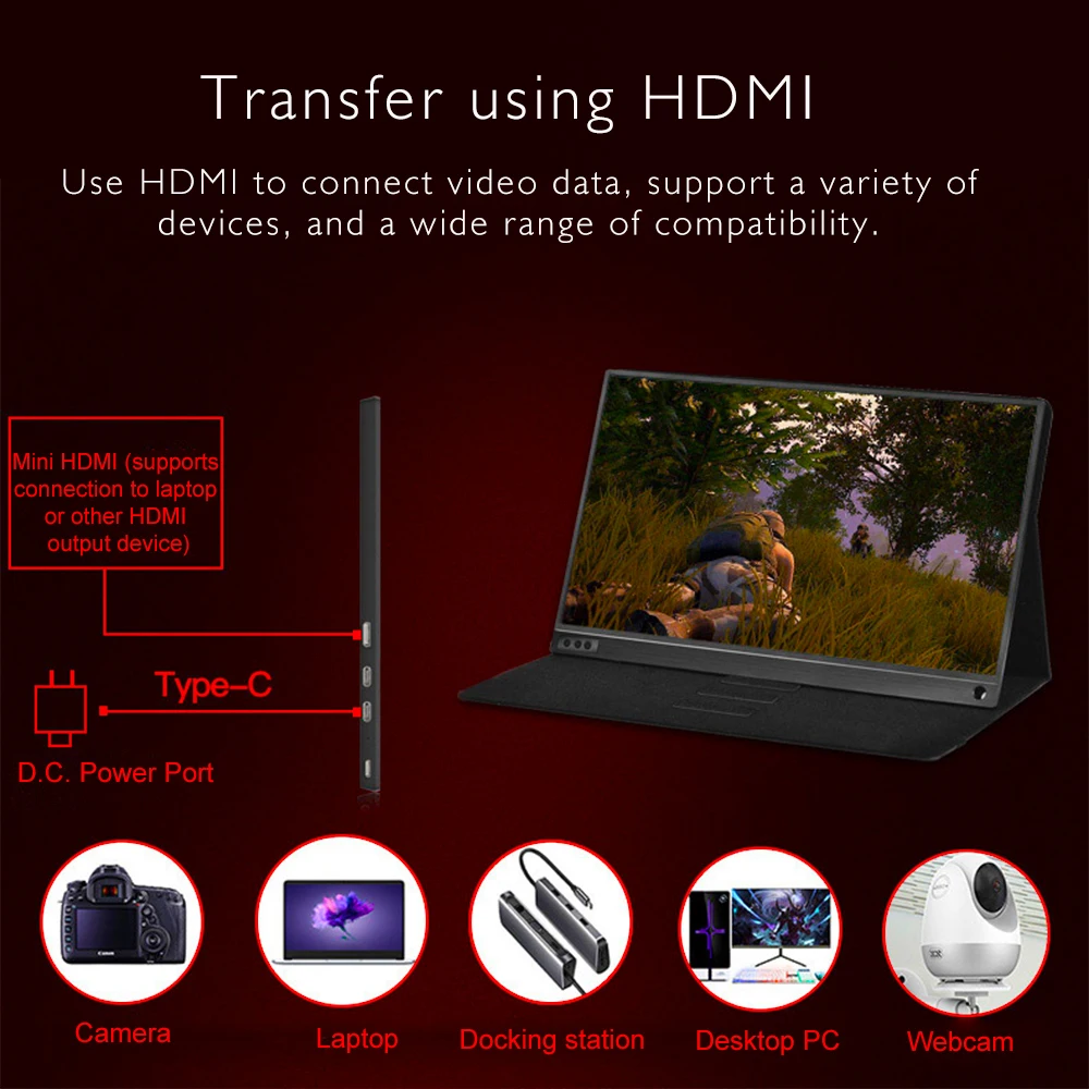 Ультра тонкий портативный 1920x1080P ЖК hd монитор 15," usb type c hdmi для ноутбука, телефона, xbox, переключателя и ps4 портативный игровой монитор