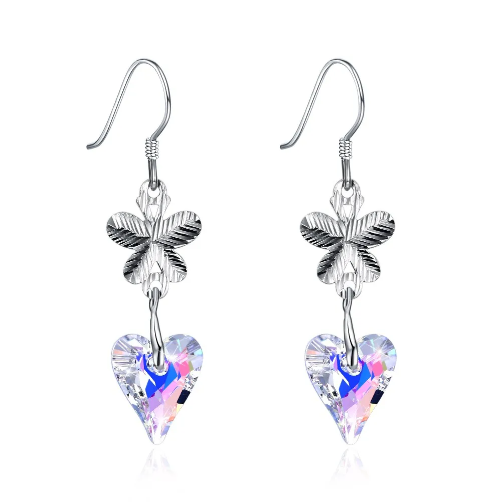 

INALIS 925 Sterling Silver LEKANI Crystals from Swarovski Dangle Earrings Butterfly Heart Shape Drop Earring for Women Party