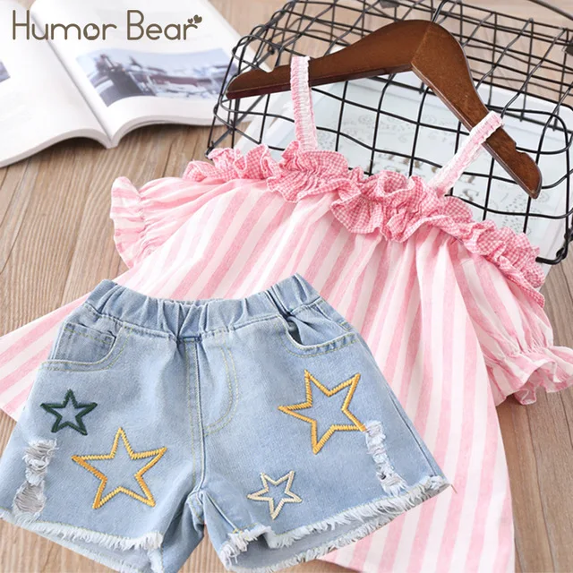 Humor bear/комплект одежды для маленьких девочек Feifei/Футболка с рукавами+ платье с жемчужинами, комплект одежды, Детские комплекты одежды комплект для девочек, костюмы для девочек - Цвет: pink 1168