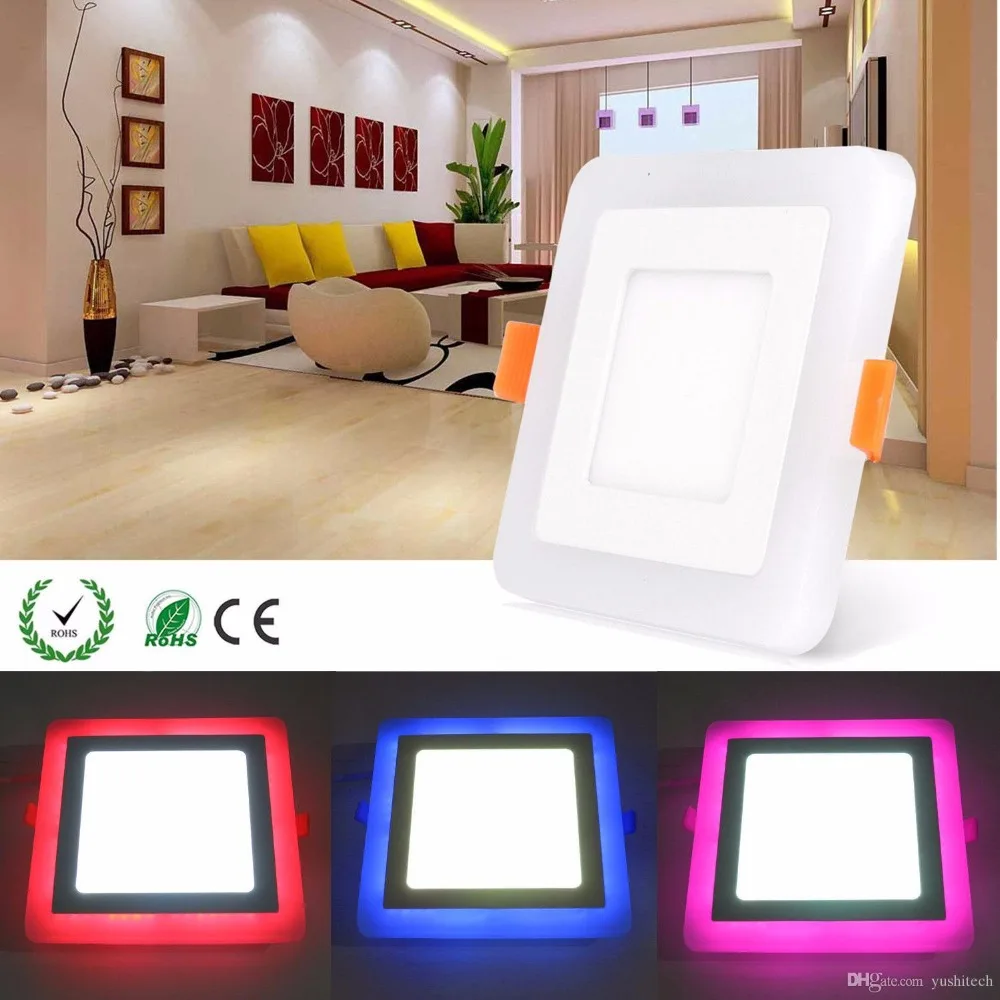 

6W 9W 18W 24W RGBW Dual Color LED Ceiling Recessed Square Panel Downlight Spot Light Lamp For Home Office Club 100lumen/w