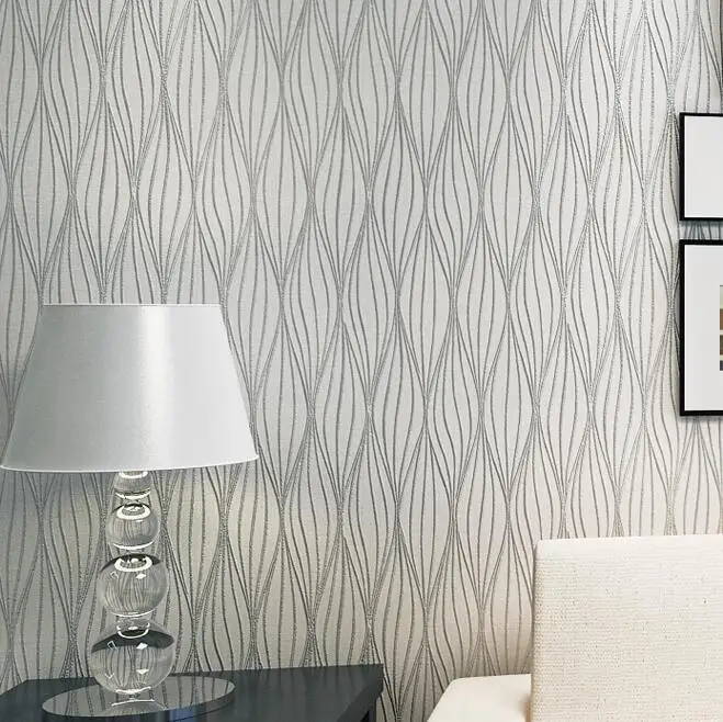

Embossed Leaf Curve Modern Striped 3D Wallpaper Living room Sofa TV Wall Decor Grey Black And White Gold Luxury Wall paper Rolls