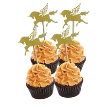 10Pcs/lot Gold Unicorn Pegasus Horse Cupcake Topper Wedding Dessert Pegasus Toppers Birthday Party Dessert Decoration велосипед pegasus d3a 2015