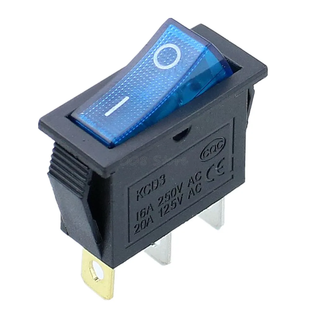 KCD3 ВКЛ-ВЫКЛ 3Pin клавишный выключатель DPST 15A/20A 250 V/125VAC KCD3 - Цвет: blue on off