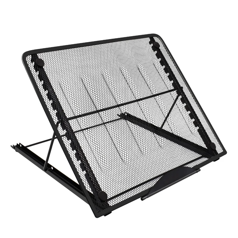 

Adjustable Mesh Ventilated Laptop Stand Black Folding Desktop Light Box Holder 6 Angles For Computer Notebook Tablet