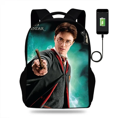 Популярный повседневный рюкзак с зарядкой через usb для подростков, Сумка с принтом Гарри Поттера для детей, рюкзак для ноутбука для подростков - Цвет: 7K3063