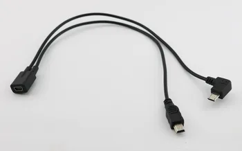 

1pcs Mini USB 2.0 Female Jack To Mini USB Male Plug + Micro USB Male 90 Degree Right Angle Charger Adapter Cable