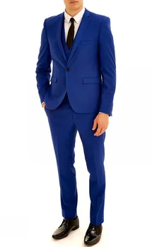 

2016 Newest Groom Tuxedo Roral Blue Groomsmen Notch Lapel Wedding/Dinner Suits Best Man Bridegroom (Jacket+Pants+Tie+Vest)B384
