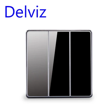 

Wall acrylic switch Push button type 3 bit 2 way Double control switch Home bedroom switch 16A EU UK Luxury Crystal Glass Panel