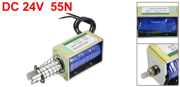 Uxcell DC12V 24V Магнитный соленоидный нажимной Тип открытая рамка Электромагнит 15N 55N 60N 10 мм Дорожный электромагнитный магнитный материал - Цвет: XRN-1564