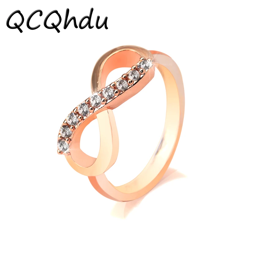

1PC New Hot Sale Girls Crystal Rings Women Rose Gold Color Infinity Ring Jewelry Birthday Present for Friends