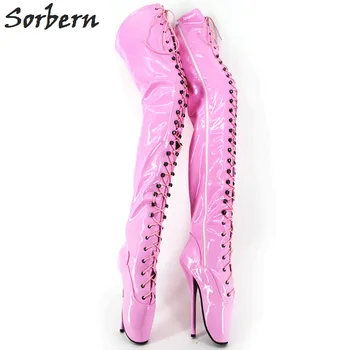 

Sorbern Extreme Fetish 18CM High Heel Woman Boot Cross-Tied Over Knee Thigh Long Boot New Woman Shoes Plus Size