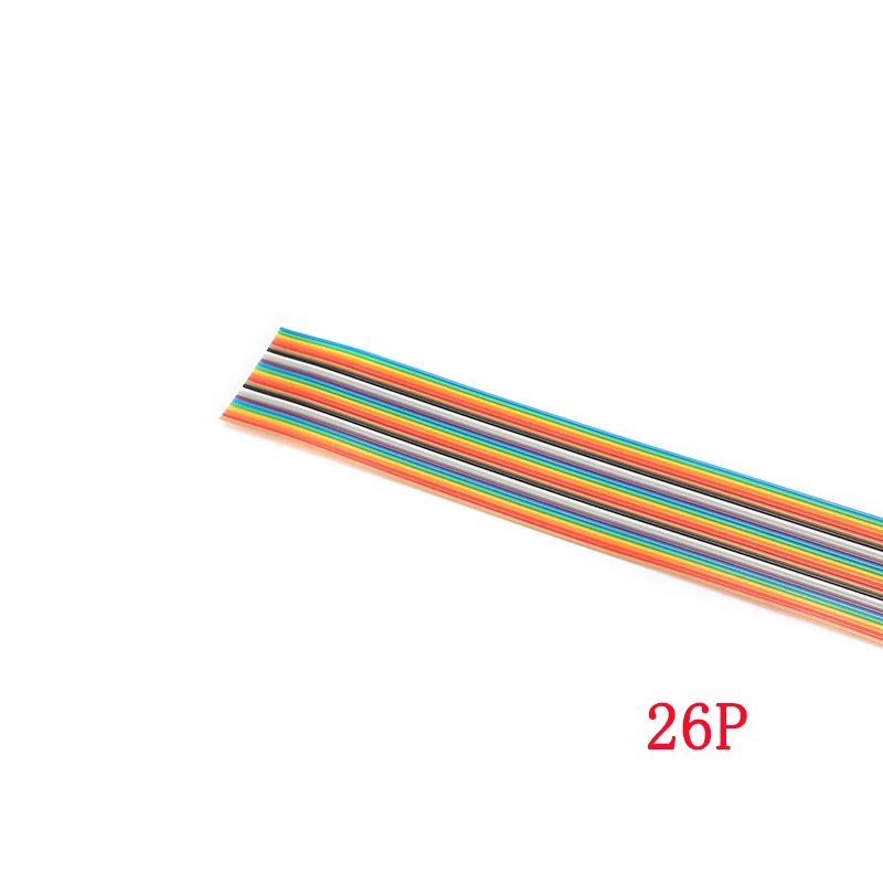 1 метр плоский ленточный кабель 1,27 мм Шаг Радужный кабель Плоский цвет 10P 14P 16P 20P 26P 34P 40P 50P способ расстояние проводки провода для PCB - Цвет: 26P 1meter
