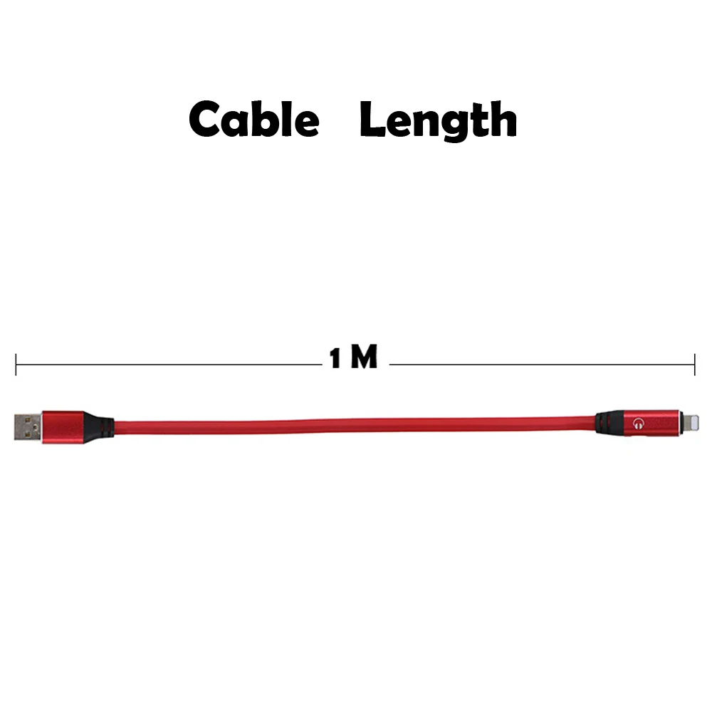 2 in 1 Nylon Braided USB for Lightning Charger Cable Cord with Headphone Jack Support Music Data Sync Calling for iPhone X 8 7 6