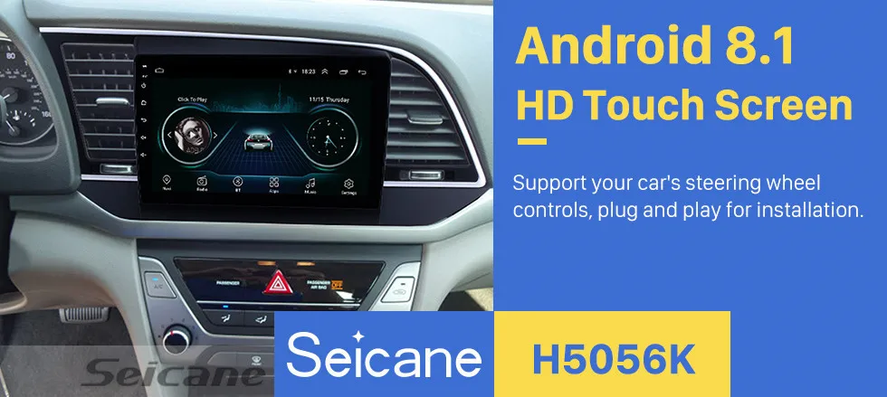 Perfect Seicane Car Multimedia Palyer For 2016 Hyundai Elantra 10.1" 2 Din Android 8.1 HD 1024*600 Touchscreen Car Radio Support Wifi 0