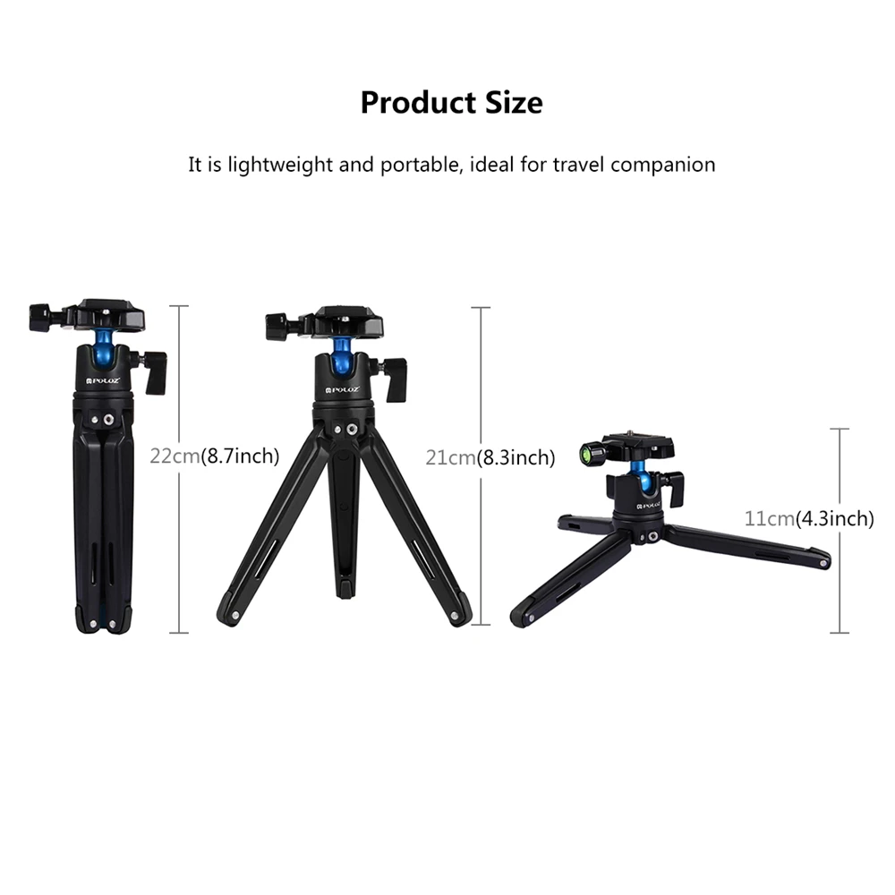 PULUZ карманный мини металлический Настольный Штатив с шаровой головкой 360