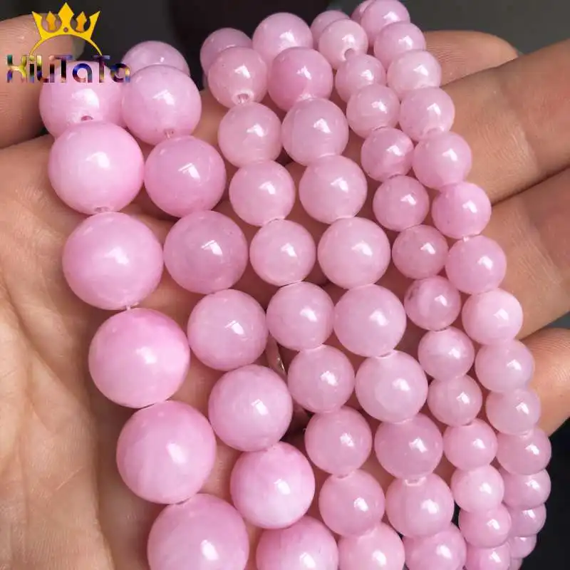 

Natural Pink Jades Bead Round Chalcedony Loose Stone Beads For Jewelry Making DIY Bracelet Necklace Accessories 15'' 6/8/10/12mm
