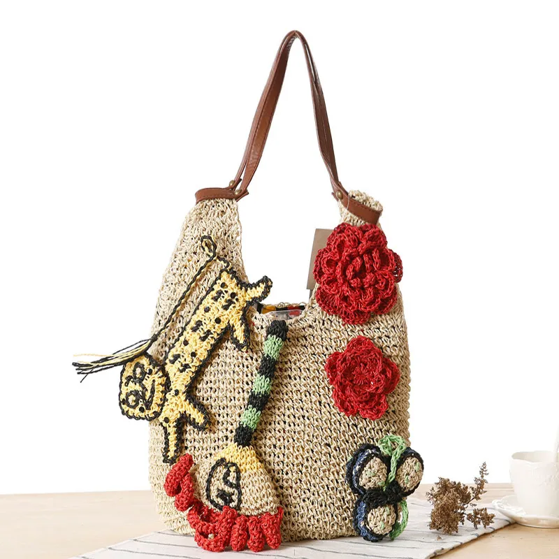 2016 summer new fashion Ms. portable shoulder straw bags woven shoulder bag large capacity Ms. Messenger bag leisure bucket