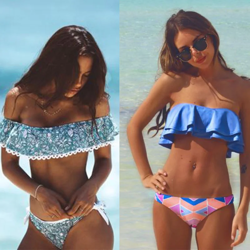 Bikinis Women Swimsuit Push Up Swimwear Women 2016 Sexy Bandeau Print Brazilian Bikini Set Beach Bathing Suits Swim Wear Biquini
