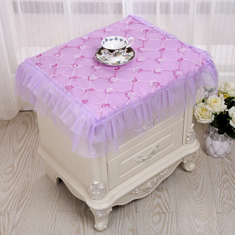 

Lace fabric bedside table cover home dust cover
