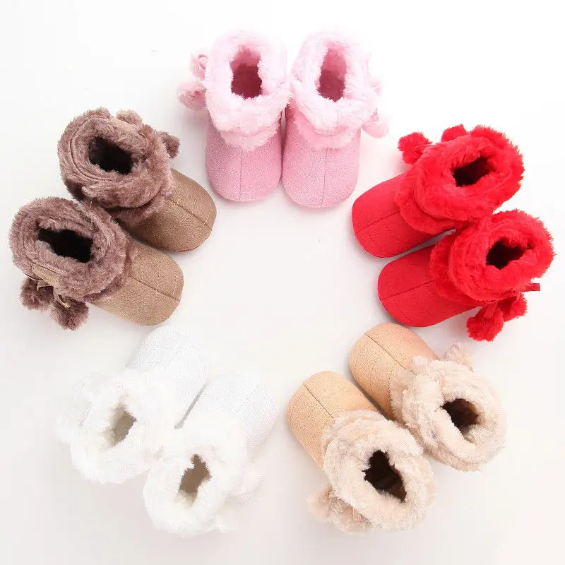 Baby Halloween Booties Infant Soft Newborn Pumpkin Santa Winter Warm Slippers Snow Boots Crib Shoes Prewalker Sock Shoes (Grey, 4 Infant) F1