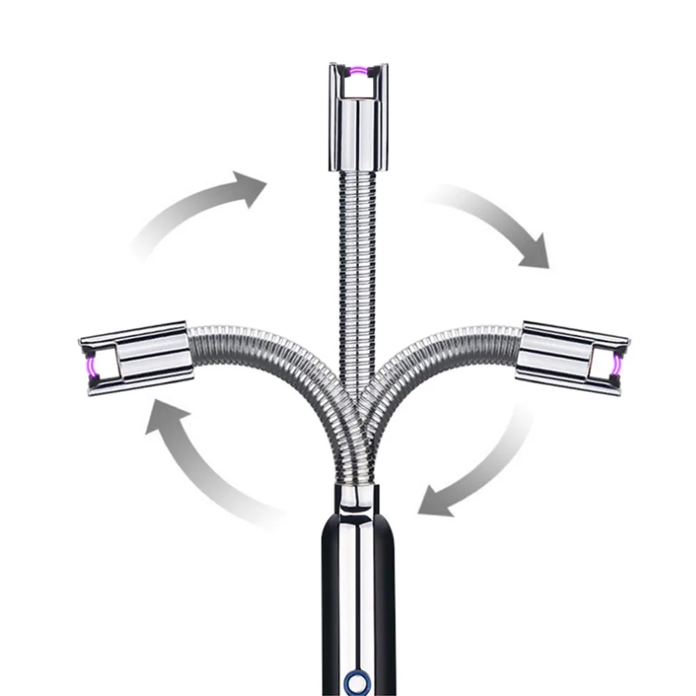 Перезаряжаемая кухонная зажигалка для свечей с длинной ручкой, электрическая дуговая зажигалка, инструменты, ветрозащитные безопасные импульсные зажигалки для приготовления пищи, кемпинга