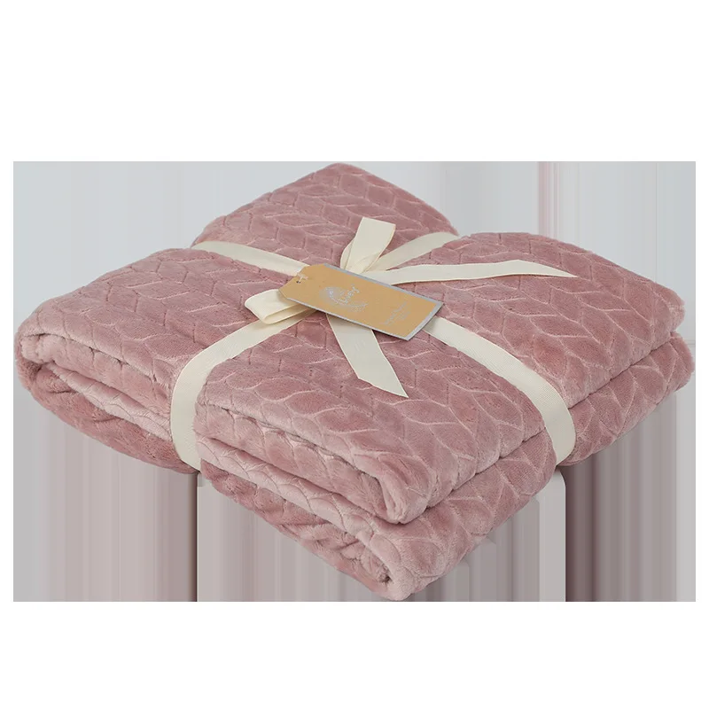 

New Flannel Blanket Air Conditioning Blanket Home Comfort Solid Color Single Nap Blanket