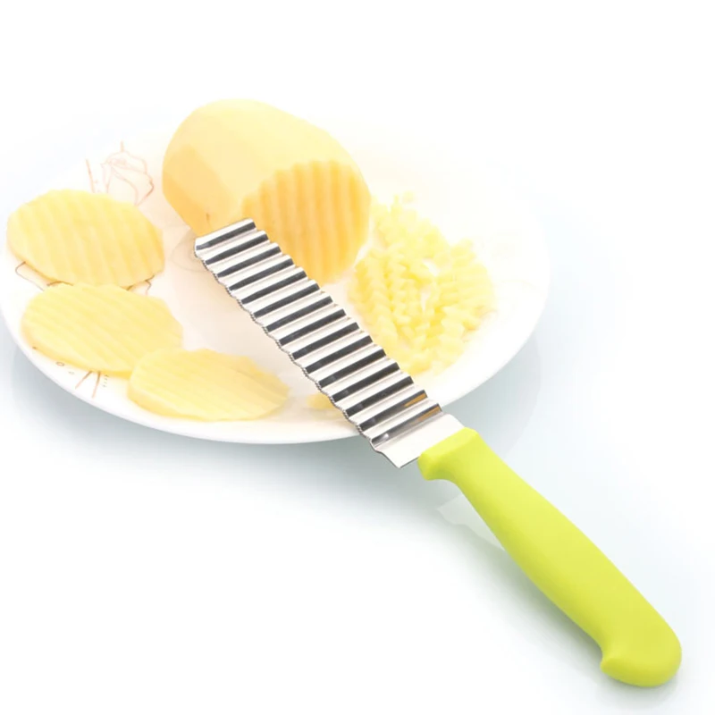 

Potato Shredders Slicers Stainless Steel Cutter Potato Waves Crinkle Shape Vegetable Chips TT-best